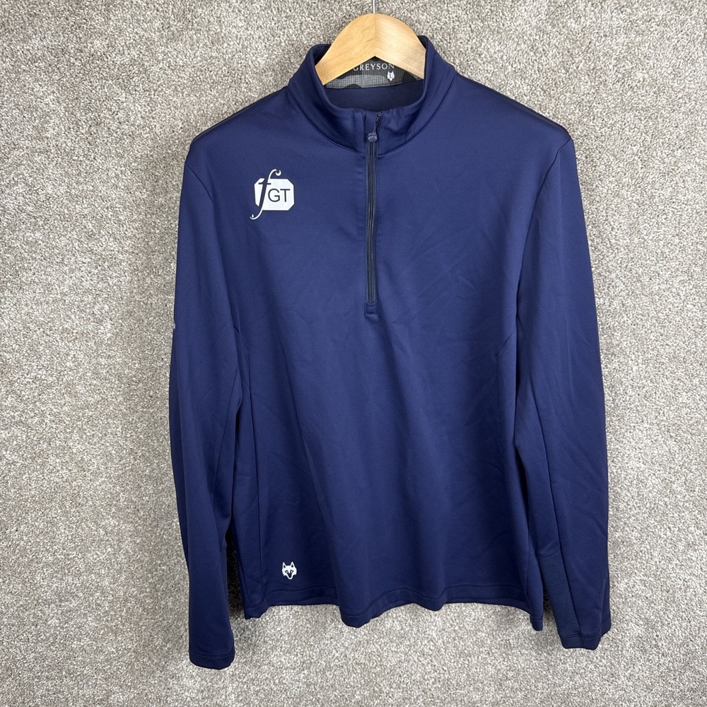 Greyson Sequoia 1/4 Zip Golf Pullover Men's Size Large Navy Blue Logo‎